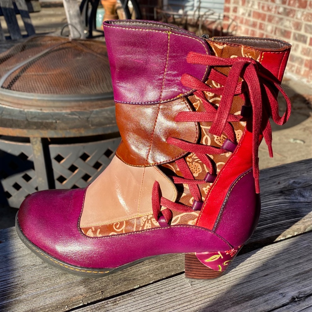 ♥️ HOST PICK! 🤎 Colorful Lace Up Boots - Picture 2 of 6